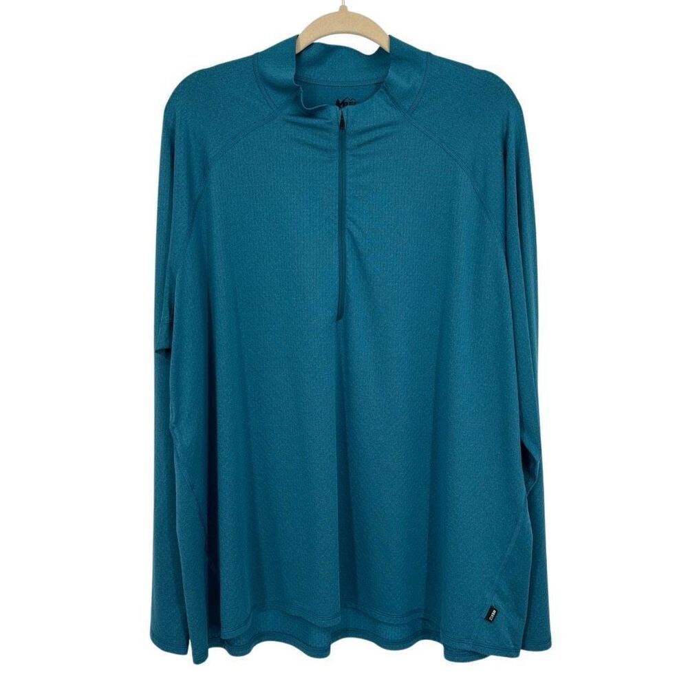 REI Long Sleeve Half Zip Pullover Teal Blue Men's Size‎ XXL